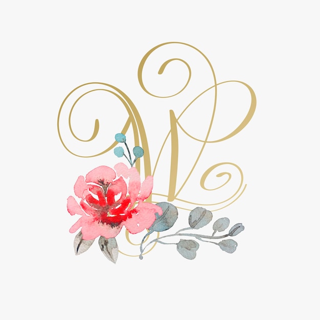 Foto fonte de letras de mão dourada com flor rosa artesanal
