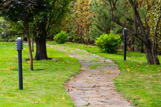 Fonte de luz moderna ao ar livre no jardim do paisagismo