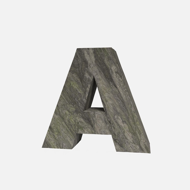 Fonte de pedra renderização 3D da letra A