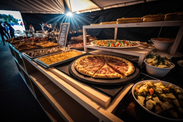 Food Festival mit verschiedenen Speisen Catering-Service AI generiert