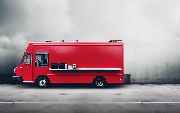 Foto food-truck-mockup mit kopierraum für das texy-food-wagen-konzept