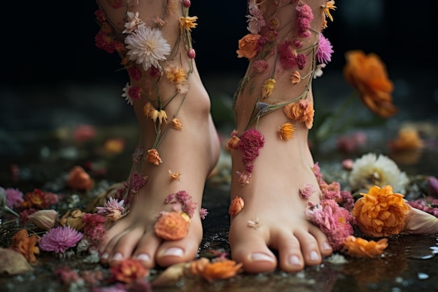 Foot Floral Focus Eine intime Aufnahme von Blumen in Nahaufnahme