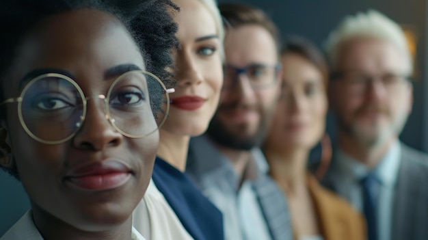 Foto força de trabalho inclusiva com empresários que mostram diversidade no escritório