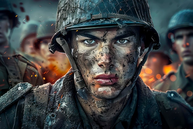 Forças Aliadas versus Potências do Eixo A Saga Ultimate da Segunda Guerra Mundial Impressionante cartaz de filme hiper-realista de 8K