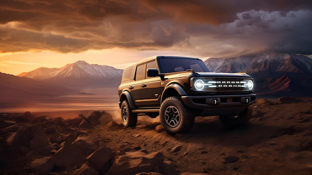 Ford Bronco en el terreno elevado