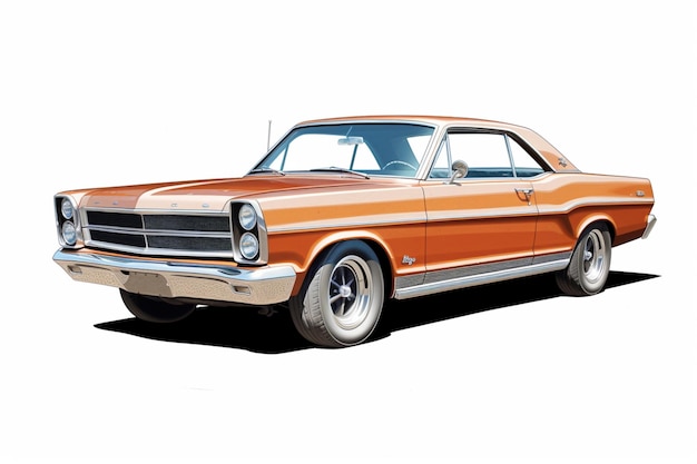 Un Ford Mustang marrón y naranja con la palabra Ford en el frente.