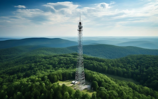 Forest Connection Biel Cell Tower em meio à IA generativa da natureza