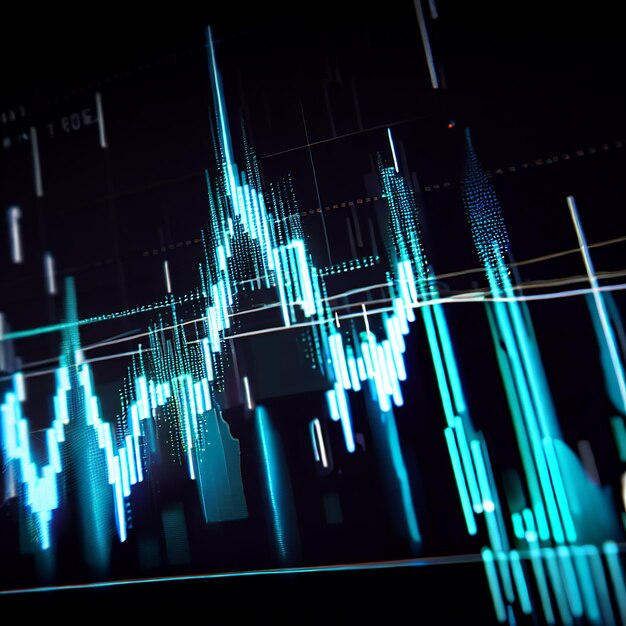 Foto forex-chart auf schwarzem hintergrund