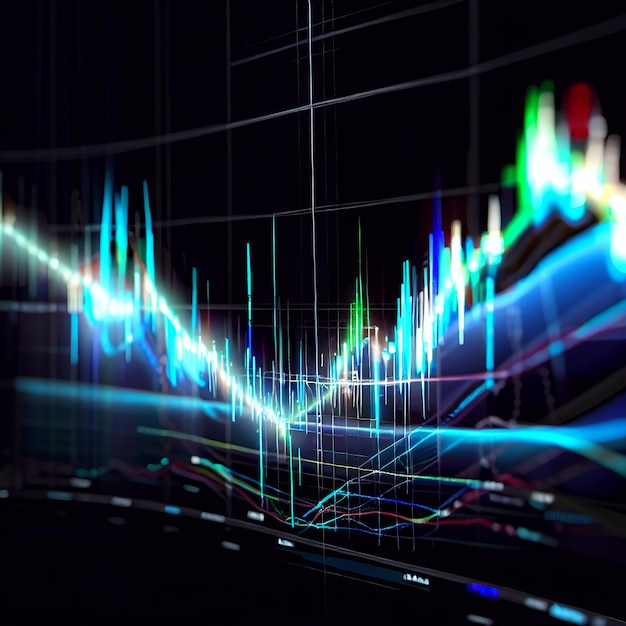 Foto forex-chart auf schwarzem hintergrund