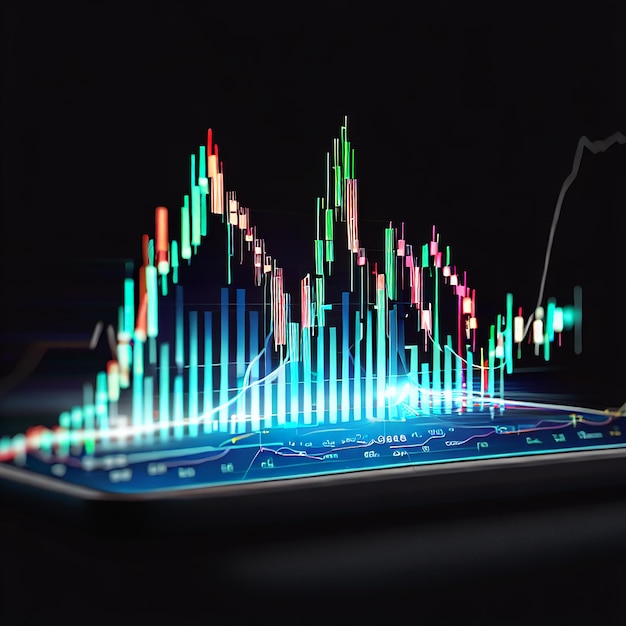 Foto forex-chart auf schwarzem hintergrund