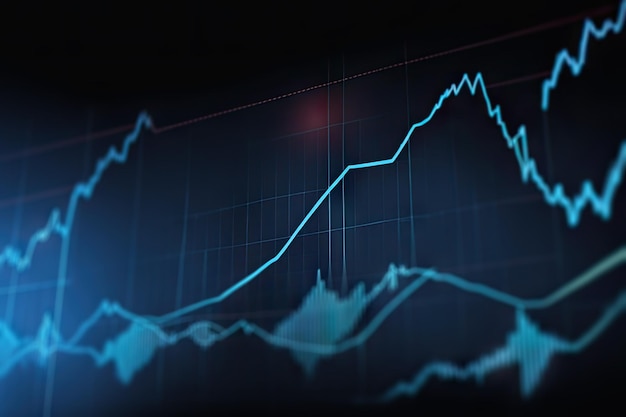 Forex-Diagramme und steigende Linien am Aktienmarkt mit Zahlen