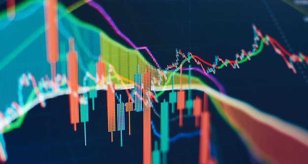 Forex-handelsdiagramm und candlestick-diagramm, geeignet für finanzinvestitionskonzept hintergrund der wirtschaftstrends für geschäftsideen und alle kunstwerke abstrakter finanzhintergrund