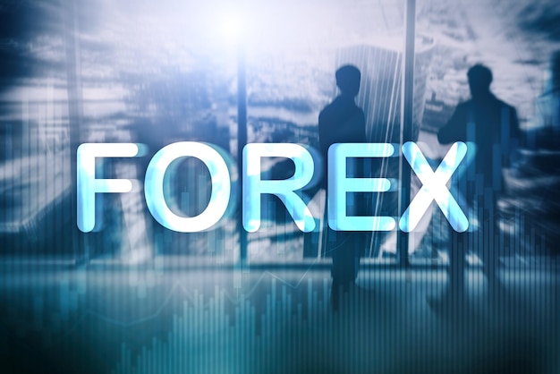 Forex trading e conceito de investimento em fundo desfocado de dupla exposição