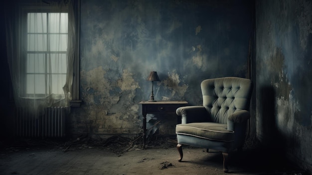 Foto forgotten shadows abandoned room armchair chronicles generative ai