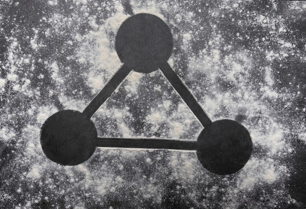 Foto form aus mehl auf grauem tisch