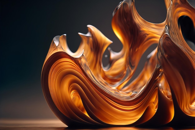 Forma abstracta de flujo ondulado hecha de una hermosa superficie de madera y vidrio.
