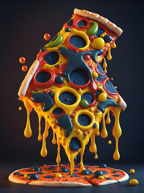 Forma abstracta de pizza linda de renderizado 3d