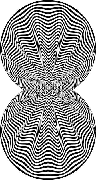 Forma abstracta retorcida en blanco y negro Ilusión óptica de superficie distorsionada Rayas redondeadas retorcidas