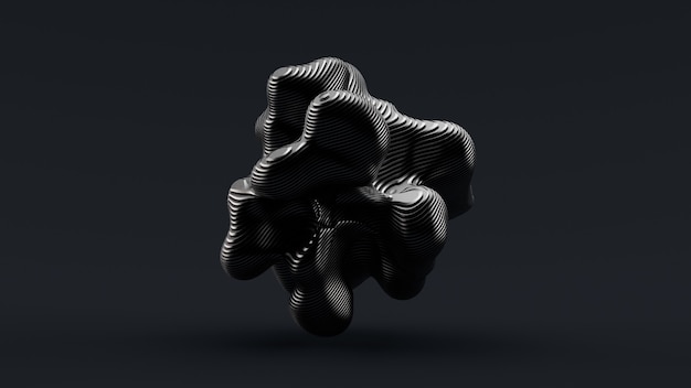 Foto forma abstracta sobre un fondo negro. ilustración 3d, renderizado 3d.