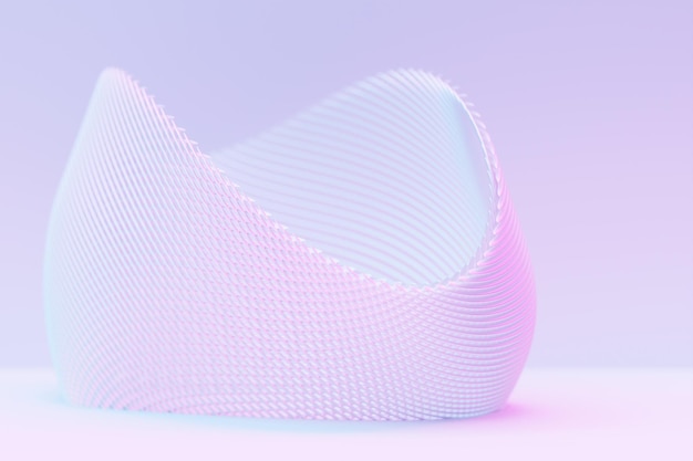 Forma abstrata contra fundo rosa e azul ilustração 3D Forma suave renderização em 3d