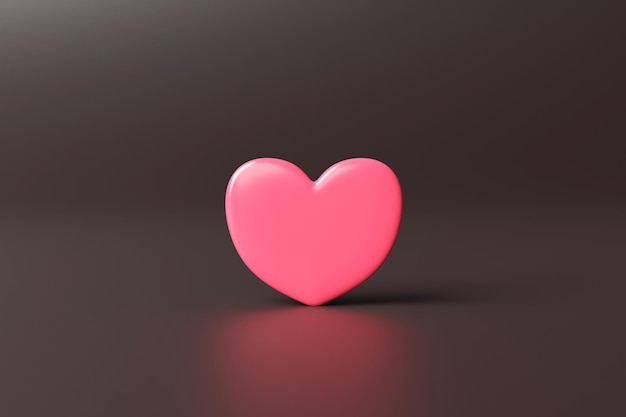 forma de amor rosa única en diseño de renderizado 3d.