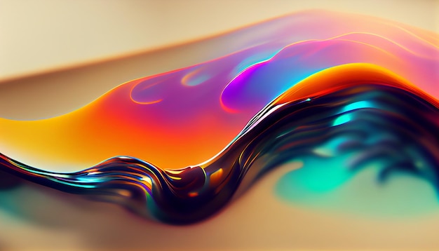 Forma brilhante abstrata com cores fluidas. Ai generativo.