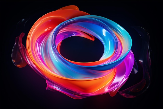 Forma brilhante de onda de círculo de néon completa com cores fluidas