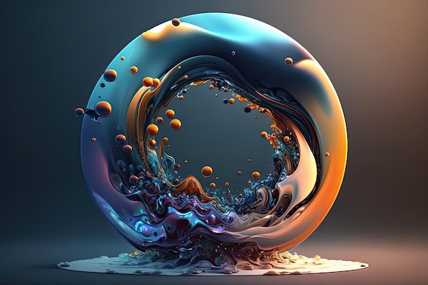 Forma brillante de onda de círculo abstracto completo con colores fluidos