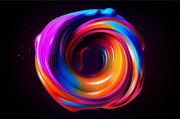 Forma brillante de onda de círculo de neón completo con colores fluidos