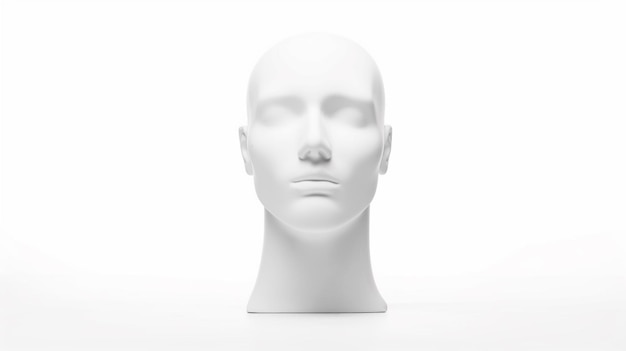 Forma de cabeza en blanco sobre fondo blanco generativo de IA