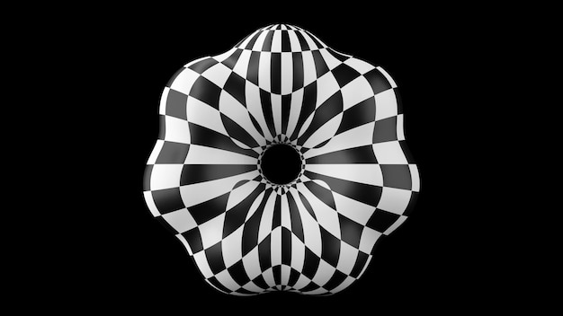 Forma de círculo blanco y negro Fondo negro Ilustración abstracta 3d render