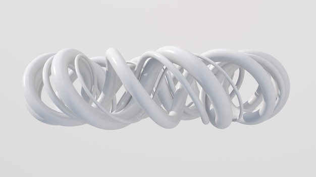 Forma de círculo torcido blanco Ilustración abstracta 3d render