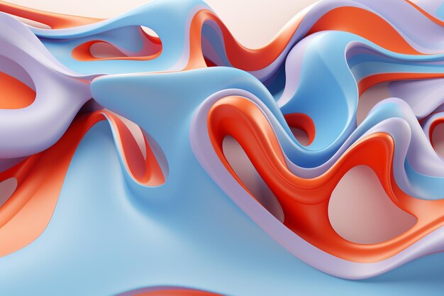Forma de color holográfica metálica abstracta fluida 3d