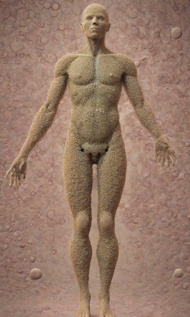 Foto forma completa do corpo humano com textura do vírus hpv