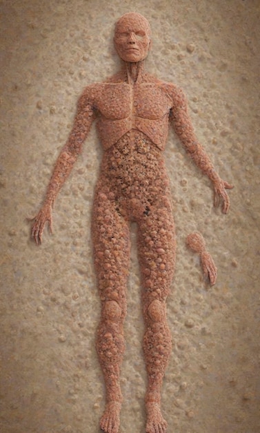 Foto forma completa do corpo humano com textura do vírus hpv