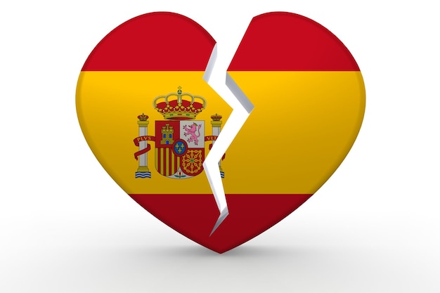 Forma de corazón blanco roto con bandera de España