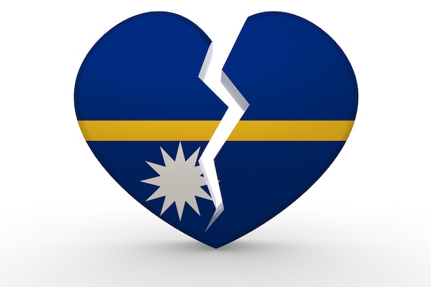 Forma de corazón blanco roto con bandera de Nauru