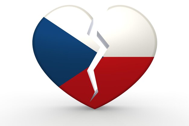 Forma de corazón blanco roto con la bandera de la República Checa