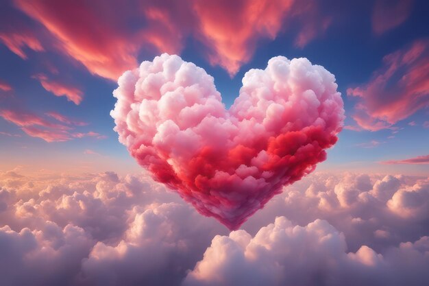 Foto forma de corazón en el cielo de ensueño