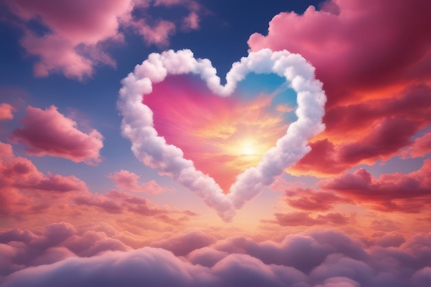 Foto forma de corazón en el cielo de ensueño