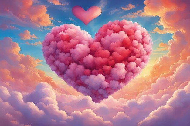 Foto forma de corazón en el cielo soñador