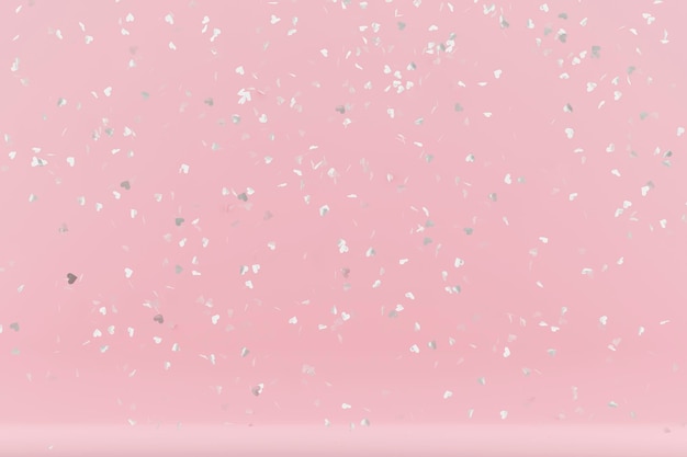 Foto forma de corazón de confeti en fondo rosa pastel renderizado en 3d