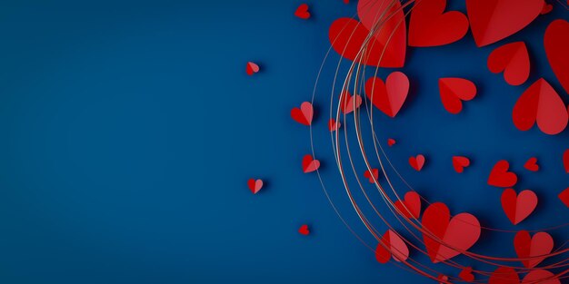 La forma del corazón del día de San Valentín copia los fondos del espacio renderización 3D