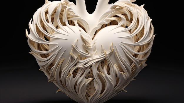 Forma de corazón elaborada que brilla en un tono blanco luminoso Trabajo detallado pureza radiante diseño intrincado creación sincera generada por IA