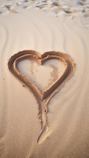 forma de corazón hecha por una chica en la playa