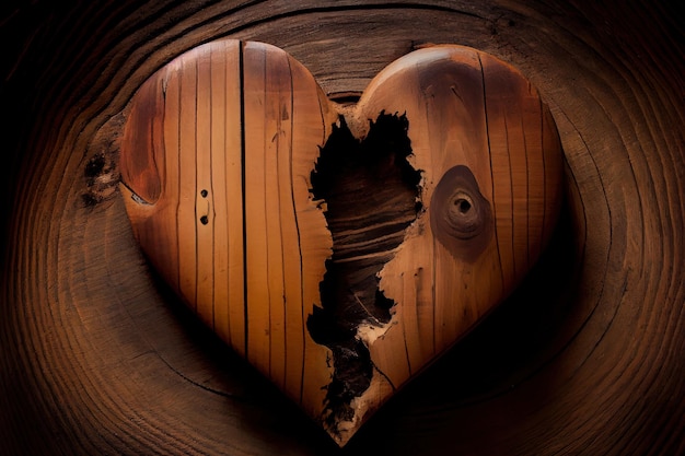 Forma de corazón en madera