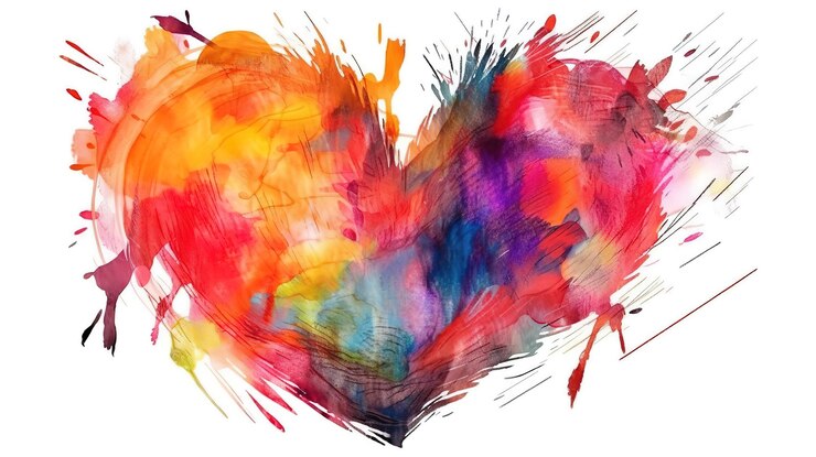Forma de corazón multicolor abstracto aislado sobre fondo blanco Ai generativo