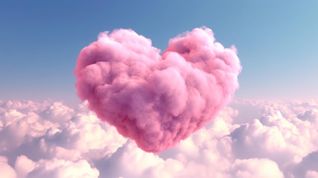 Forma de corazón de nube rosa