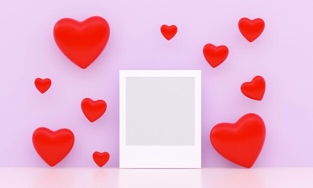 Foto forma de corazón rojo por transferencia instantánea de impresión contra la pared