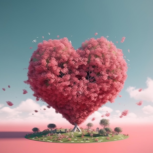 forma corazones nubes y un árbol en forma de corazón fondo blanco HD Foto fondo blanco aislado png